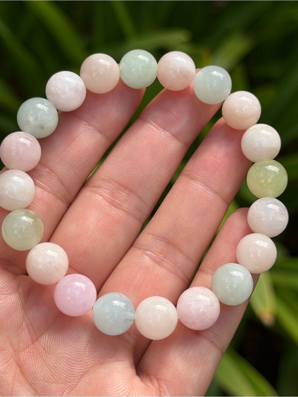 10mm Stretchable Multicolor Dainty Morganite Bracelet 2539